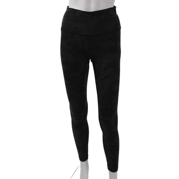 Lululemon Pants - Lululemon Womens Ankle Camo Nylon Leggings Black Pull On Size 6